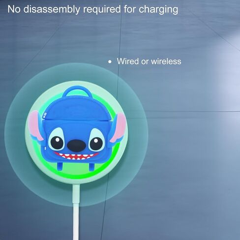متوافق مع Airpods 4 Case Stitc Bag مع سلسلة مفاتيح ومجموعة تنظيف، سلك مغناطيسي مضاد للفقد لطيف ثلاثي الأبعاد من السيليكون الناعم المضحك لملحقات غطاء Airpods الجيل الرابع للنساء والرجال - أزرق in Kuwait