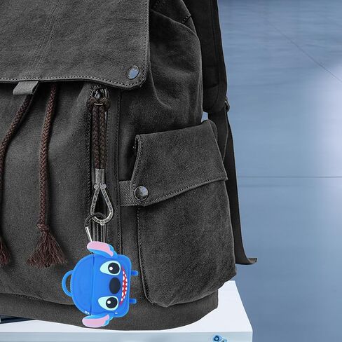 متوافق مع Airpods 4 Case Stitc Bag مع سلسلة مفاتيح ومجموعة تنظيف، سلك مغناطيسي مضاد للفقد لطيف ثلاثي الأبعاد من السيليكون الناعم المضحك لملحقات غطاء Airpods الجيل الرابع للنساء والرجال - أزرق in Kuwait