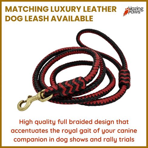 Blazing Paws Darlington Wide 2 inch Luxury Soft Suede Padded Leather Dog Collar for XL Large Dogs, in Red Black, Handmade Stud Crystal Fancy Western Design (XL: Neck Size 20-23", Red/Black) in Kuwait
