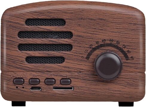 Zopsc Retro Bluetooth Speaker, Strong Bass Portable Vintage Bluetooth Speakers, Cute Old Fashioned Classic Speaker for Kitchen Desk Bedroom Office Party (Walnut) in Saudi Arabia