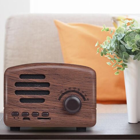 Zopsc Retro Bluetooth Speaker, Strong Bass Portable Vintage Bluetooth Speakers, Cute Old Fashioned Classic Speaker for Kitchen Desk Bedroom Office Party (Walnut) in Saudi Arabia