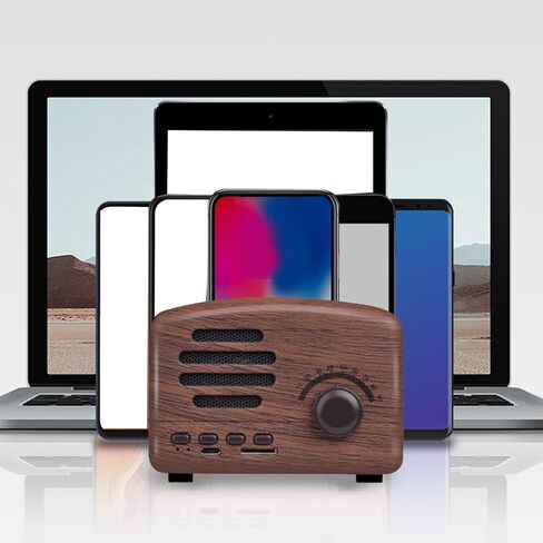 Zopsc Retro Bluetooth Speaker, Strong Bass Portable Vintage Bluetooth Speakers, Cute Old Fashioned Classic Speaker for Kitchen Desk Bedroom Office Party (Walnut) in Saudi Arabia