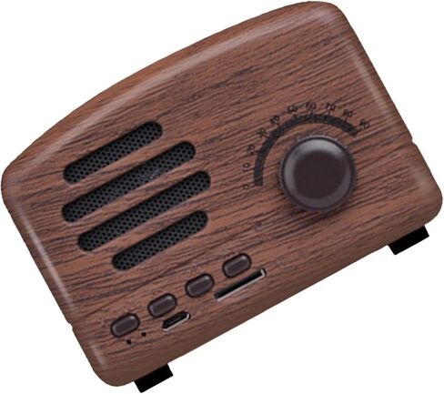 Zopsc Retro Bluetooth Speaker, Strong Bass Portable Vintage Bluetooth Speakers, Cute Old Fashioned Classic Speaker for Kitchen Desk Bedroom Office Party (Walnut) in Saudi Arabia