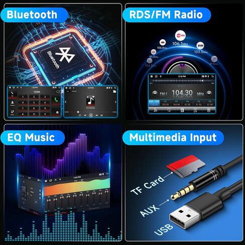 2G+64G Android Single Din Car Stereo Carplay 7 Inch Touchscreen, Rimoody Car Radio 1 din Bluetooth Android Auto GPS Navigation WiFi FM/RDS Mirror Link SWC Dual-USB Type-C SWC Backup Camera in Saudi Arabia