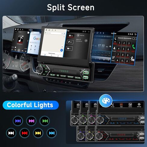 2G+64G Android Single Din Car Stereo Carplay 7 Inch Touchscreen, Rimoody Car Radio 1 din Bluetooth Android Auto GPS Navigation WiFi FM/RDS Mirror Link SWC Dual-USB Type-C SWC Backup Camera in Saudi Arabia