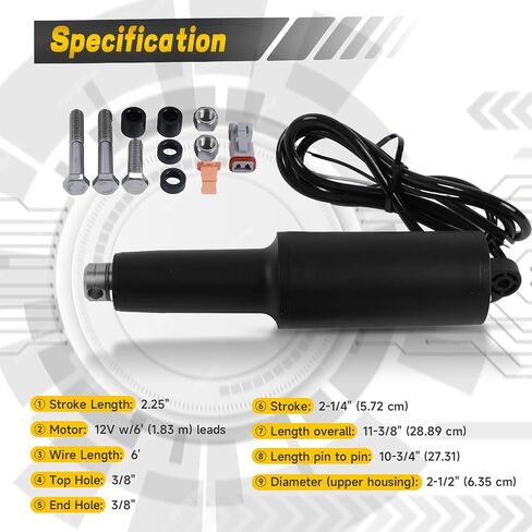 15055-001 مشغل علامات تبويب القارب 12 فولت 101 XD مناسب لمشغل Lenco 5/16 بوصة MTG HW مع كابل 6 بوصات يستخدم مع HD وXd والأداء العالي وعلامات التبويب القوية للغاية، السكتة الدماغية 21/4 بوصة in Saudi Arabia