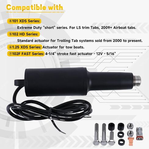 15055-001 مشغل علامات تبويب القارب 12 فولت 101 XD مناسب لمشغل Lenco 5/16 بوصة MTG HW مع كابل 6 بوصات يستخدم مع HD وXd والأداء العالي وعلامات التبويب القوية للغاية، السكتة الدماغية 21/4 بوصة in Saudi Arabia