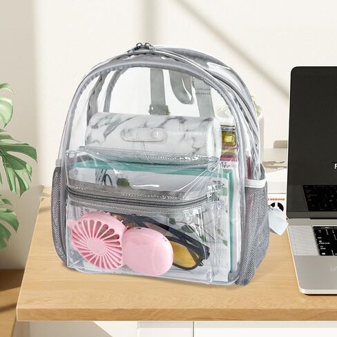 حقيبة ظهر TotePrint مقاومة للماء باللون الأحمر الشفاف، حقيبة كتب بجيوب متعددة، حقيبة كتف كاجوال للكلية، الملعب، العمل، الشاطئ، المهرجانات in Saudi Arabia