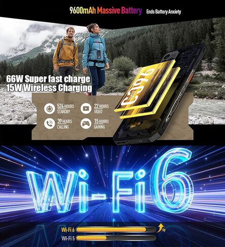 Ulefone Armor 18T Ultra 5G هاتف متين، كاميرا تصوير حراري، 24 جيجابايت + 512 جيجابايت أبعاد 7050 Android 13، كاميرا 108 ميجابكسل، 6.58 بوصة FHD + 9600 مللي أمبير هواتف ذكية متينة 4G LTE 5G HiFi NFC FM OTG in Kuwait