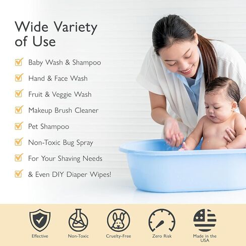 SoCal Suds & Company - 2-in-1 Organic Foaming Baby Shampoo & Body Wash - Natural Botanical Castile Soap Baby Wash Sensitive Skin, Need for Newborn Nourishing Soothing Ingredients - Soft Citrus, 32oz in Saudi Arabia