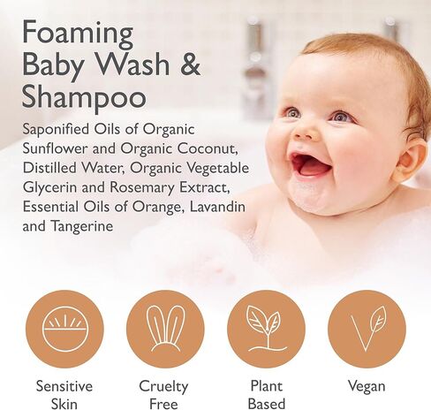 SoCal Suds & Company - شامبو وغسول للجسم رغوي عضوي 2 في 1 - صابون قشتالي نباتي طبيعي يغسل البشرة الحساسة، يحتاج إلى مكونات مغذية ومهدئة لحديثي الولادة - حمضيات ناعمة، 32oz in Kuwait