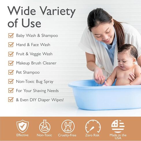 SoCal Suds & Company - شامبو وغسول للجسم رغوي عضوي 2 في 1 - صابون قشتالي نباتي طبيعي يغسل البشرة الحساسة، يحتاج إلى مكونات مغذية ومهدئة لحديثي الولادة - حمضيات ناعمة، 32oz in Kuwait