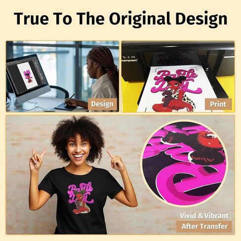 قناع نقل الحرارة TransourDream Tru-Heat لفينيل نقل الحرارة الداكن القابل للطباعة (10 ورقات، 8.5x11) حديد شفاف على شريط نقل لفينيل HTV القابل للطباعة in Kuwait