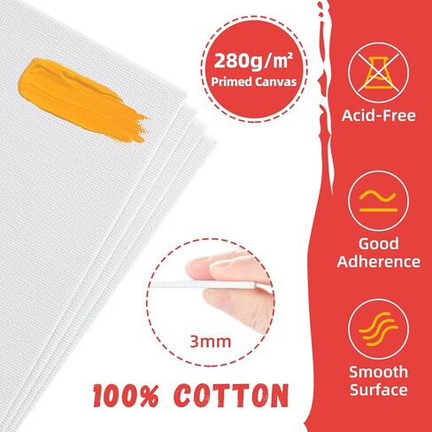 Simetufy Canvas Boards for Painting 24 Pack, Paint Canvas Panels Set - 5x7, 8x10, 9x12, 11x14 Inch, Pre-Primed 100% Cotton Blank Canvases for Oil Acrylic Watercolor Paint for Kids & Beginners in Saudi Arabia