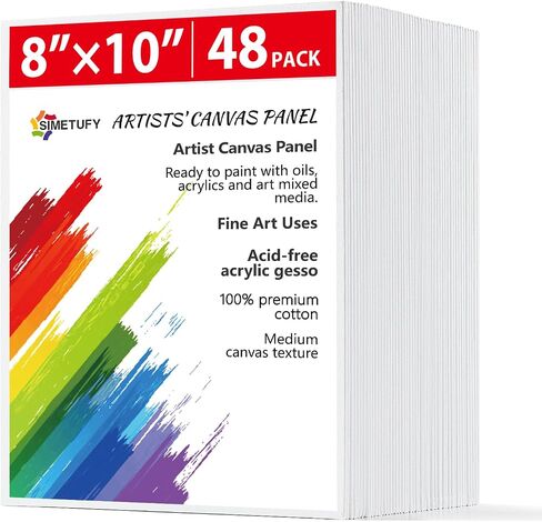 Simetufy Canvas Boards for Painting 24 Pack, Paint Canvas Panels Set - 5x7, 8x10, 9x12, 11x14 Inch, Pre-Primed 100% Cotton Blank Canvases for Oil Acrylic Watercolor Paint for Kids & Beginners in Saudi Arabia