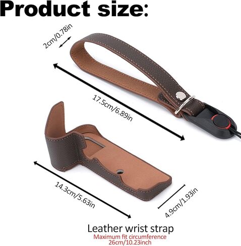 for Canon EOS R5 Camera Case,Handmade Genuine Real Leather Half Camera Case Bag Cover for Canon EOS R5 Camera Bottom Opening Version + Hand Strap (Coffee) in Saudi Arabia