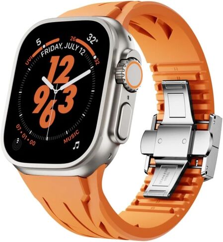 Silicone Sports Band For Apple Watch Ultra & Ultra 2 Band 49mm 46mm 45mm 44mm 42mm Designed for Men Luxury Cool Supercar Appearance Rubber Strap for iWatch Series 10 9 8 7 6 5 4 SE in Saudi Arabia