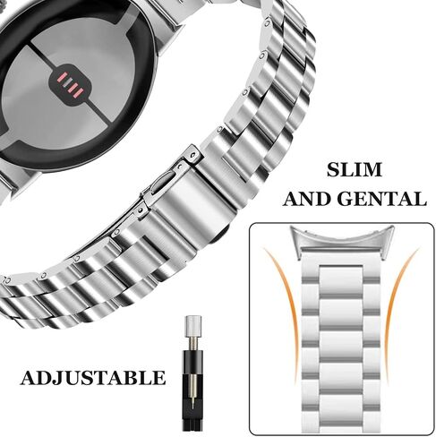 NINKI Stainless Steel Slim Band Compatible for Google Pixel Watch 3 41mm Band/Pixel Watch 2 Women Men,No Gap Metal Loop Replacement Wristband Bracelet Thin Bands for Pixel Watch 3 Band Strap Silver in Saudi Arabia