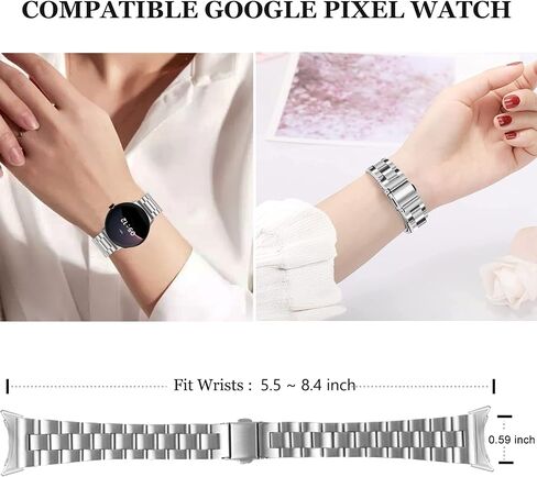 NINKI Stainless Steel Slim Band Compatible for Google Pixel Watch 3 41mm Band/Pixel Watch 2 Women Men,No Gap Metal Loop Replacement Wristband Bracelet Thin Bands for Pixel Watch 3 Band Strap Silver in Saudi Arabia