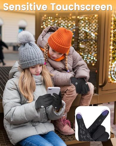RIGWARL Kids Winter Gloves Water Repellent, Anti-Slip Kids Biking Gloves for Boys Girls Aged 2-10, Touchscreen Kids Fleece Gloves for Hiking Climbing Running Cycling School Sports in Kuwait