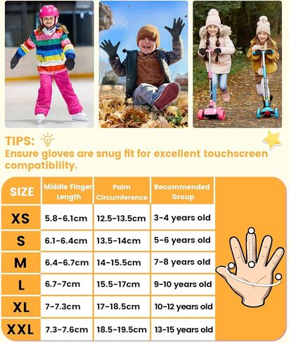 RIGWARL Kids Winter Gloves Water Repellent, Anti-Slip Kids Biking Gloves for Boys Girls Aged 2-10, Touchscreen Kids Fleece Gloves for Hiking Climbing Running Cycling School Sports in Kuwait