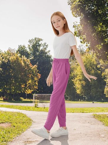 Resinta Girls' Dry-Fit Jogger Sweatpants Lounge Soft Athletic Performance Kids Joggers with Pockets & Drawstring in Kuwait