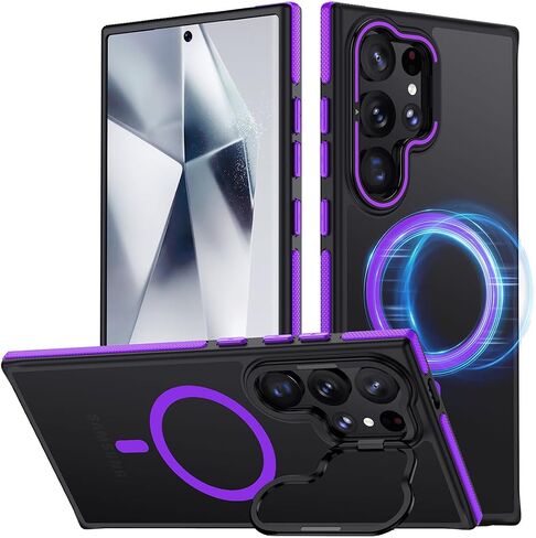 TIANNIUKE for Samsung Galaxy S24 Ultra Case, Compatible with MagSafe, Anty-Slip Grip,Military-Grade Protective, Adjustable Kickstand Phone Case, Magnetic Case (Purple) in Saudi Arabia