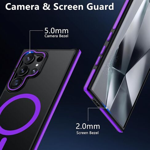 TIANNIUKE for Samsung Galaxy S24 Ultra Case, Compatible with MagSafe, Anty-Slip Grip,Military-Grade Protective, Adjustable Kickstand Phone Case, Magnetic Case (Purple) in Saudi Arabia