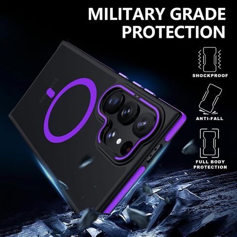 TIANNIUKE for Samsung Galaxy S24 Ultra Case, Compatible with MagSafe, Anty-Slip Grip,Military-Grade Protective, Adjustable Kickstand Phone Case, Magnetic Case (Purple) in Saudi Arabia