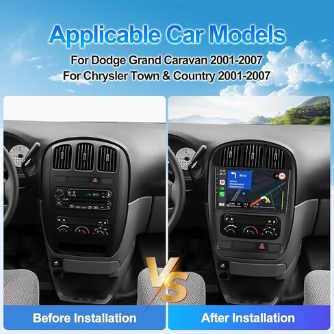 ستيريو راديو السيارة 2G+64G لسيارة دودج كارافان كرايسلر تاون آند كانتري 2001-2007 مع CarPlay اللاسلكي Android Auto 10.1 بوصة شاشة تعمل باللمس ستيريو السيارة Android 13 مع HiFi GPS WiFi Bluetooth in Saudi Arabia