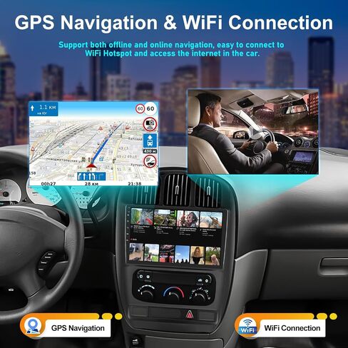 ستيريو راديو السيارة 2G+64G لسيارة دودج كارافان كرايسلر تاون آند كانتري 2001-2007 مع CarPlay اللاسلكي Android Auto 10.1 بوصة شاشة تعمل باللمس ستيريو السيارة Android 13 مع HiFi GPS WiFi Bluetooth in Saudi Arabia