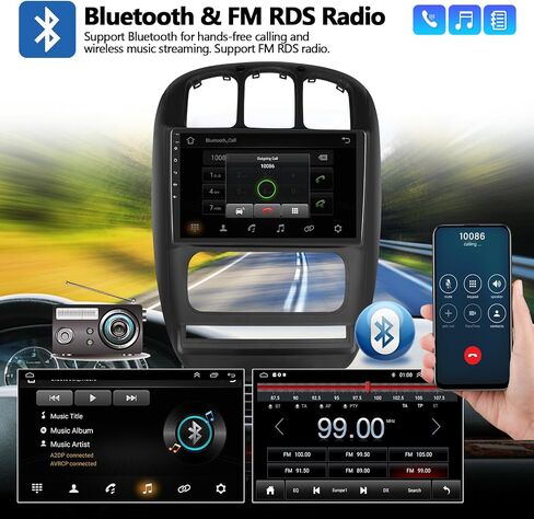 ستيريو راديو السيارة 2G+64G لسيارة دودج كارافان كرايسلر تاون آند كانتري 2001-2007 مع CarPlay اللاسلكي Android Auto 10.1 بوصة شاشة تعمل باللمس ستيريو السيارة Android 13 مع HiFi GPS WiFi Bluetooth in Saudi Arabia