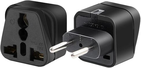 (2pack) EU Plug 2 pin to 3 Hole a Variety of National Socket Travel Conversion Plugs,European Standard Plug Travel Adapter,2 Prong Plug to 3 Hole Socket for AUS/US/UK (Black) in Kuwait
