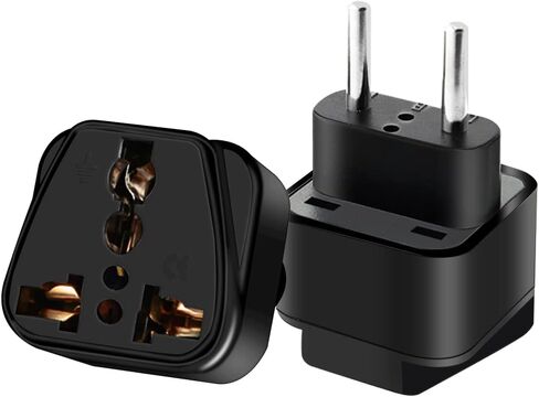 (2pack) EU Plug 2 pin to 3 Hole a Variety of National Socket Travel Conversion Plugs,European Standard Plug Travel Adapter,2 Prong Plug to 3 Hole Socket for AUS/US/UK (Black) in Kuwait