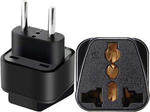 (2pack) EU Plug 2 pin to 3 Hole a Variety of National Socket Travel Conversion Plugs,European Standard Plug Travel Adapter,2 Prong Plug to 3 Hole Socket for AUS/US/UK (Black) in Kuwait