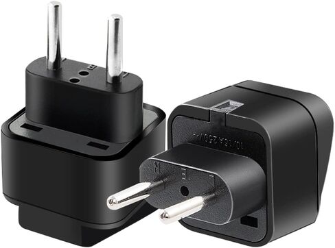 (2pack) EU Plug 2 pin to 3 Hole a Variety of National Socket Travel Conversion Plugs,European Standard Plug Travel Adapter,2 Prong Plug to 3 Hole Socket for AUS/US/UK (Black) in Kuwait