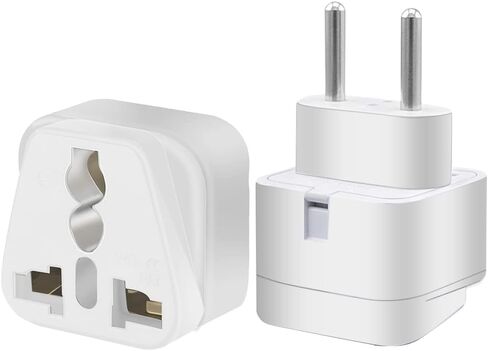 (2pack) EU Plug 2 pin to 3 Hole a Variety of National Socket Travel Conversion Plugs,European Standard Plug Travel Adapter,2 Prong Plug to 3 Hole Socket for AUS/US/UK (Black) in Kuwait
