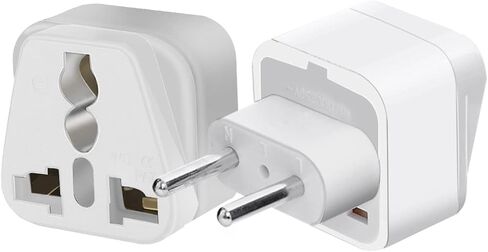 (2pack) EU Plug 2 pin to 3 Hole a Variety of National Socket Travel Conversion Plugs,European Standard Plug Travel Adapter,2 Prong Plug to 3 Hole Socket for AUS/US/UK (Black) in Kuwait