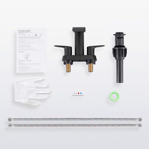 Waterfall Bathroom Sink Faucets:WOWOW Bathroom Faucets Black and Gold,4 inch Centerset Bathroom Sink Faucet,2 or 3 Holes Two Handles Bathroom Faucet with Pop up Drain,Modern Lavatory Sink Faucet in Kuwait
