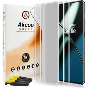 [3 Pack OnePlus 11 Screen Protector, Tempered Glass [UV Set], Edge to Edge Full Screen Adhesive [Scratch Repair], Fingerprint-ID Compatible, Sensitive Touch
