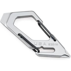 Trayvax Talon Carabiner Clip Multi-Tool, 420 Stainless Steel Quick Release Keychain Multitool with Bottle Opener and Screwdrivers, Silver