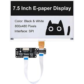 7.5inch E-Ink Display HAT for Raspberry Pi/Jetson Nano Also Fits Arduino/Nucleo 800x480 Pixel Black/White Two-Color SPI Interface E-Paper Screen Panel