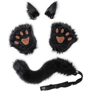 Fxaelian Fox Cat Dog Wolf Paws Tail Ears 5 PCS Pack Cosplay Costume Accessory