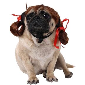 Dog Wig Pet Costumes, Pet Costumes Dog Cosplay Wig, Funny Curly Dog Wig with Adjustable Elastic Bands, Pet Wigs Cosplay Decoration for Halloween Christmas Parties Festivals Red