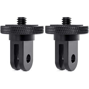 Aluminum Camera Tripod Mount Adapter with 360 Degree Rotation Mini Ball Head, 1/4"- 20 Screw Conversion Adapter Compatible with Go Pro Hero, DJI OSMO, Sony, Insta 360 and Other Action Cameras
