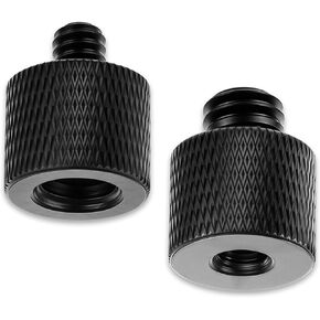 1/4 to 3/8 Adapter Tripod Mount Adapter Mic Stand Adapter Camera Screw Thread for Tripods Microphone Stands, Black 2 Pack