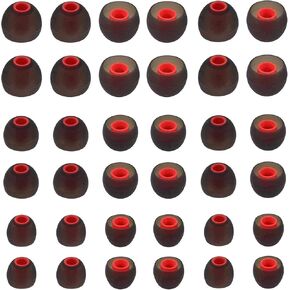Eartips Compatible with in-Ear Earbuds with Inner Hole 3.8mm-5.0mm, 18 Pairs S/M/L Sizes Soft Silicone Tips Ear Tips Earbuds Tips, Compatible with Most in-Ear Earbuds 18 Pairs Black/Red