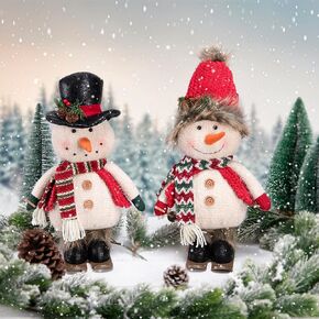 2024 Animated Snowman Christmas Decorations with Adjustable Pointed Hat, Xmas Handmade Plush Ornaments Doll for Indoor, Home and Holiday, Present for Family and Friends, Pink