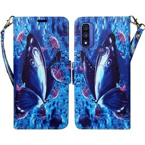Zase Motorola Moto G Play (2023)/Moto G Pure/Moto G Power (2022) Wallet Phone Case Pouch PU Leather Flip Folio Cute Cover w/Kickstand ID Card Slot Wrist Strap Magnetic Lock (Pink Cherry Blossom) in Kuwait