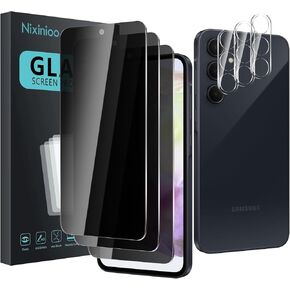 3 Pack Privacy Screen Protector for Samsung Galaxy A35 With 3 Pack Camera Lens Protector, Anti Spy Tempered Glass, 9H Hardness, Black Protector Anti Spy, Anti-Scratch, Bubble Free